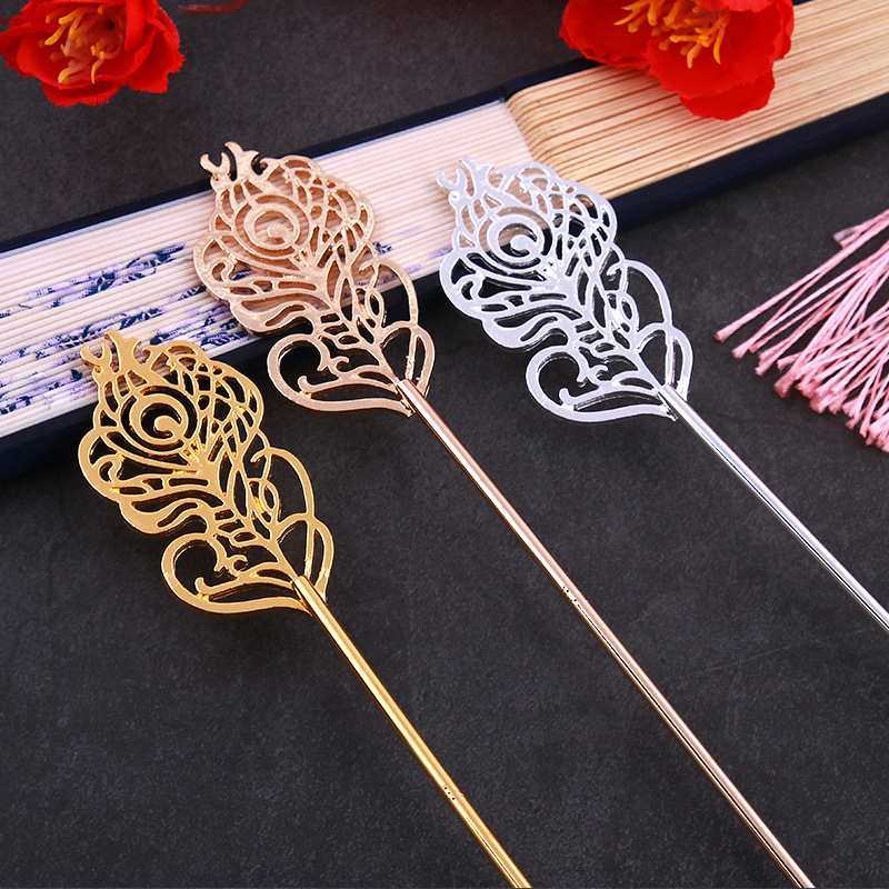 DIY飾品配件複古宮廷頭飾步搖發簪古風材料合金鐵棍發钗