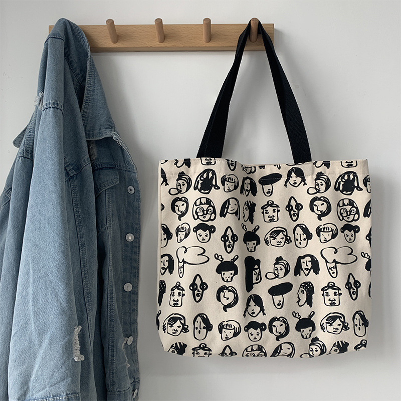 Otoño e Invierno nuevo gran capacidad bolsa de lona de hombro de las mujeres ulzzang retro lindo viaje de trabajo Estudiante bolsa de tela ins