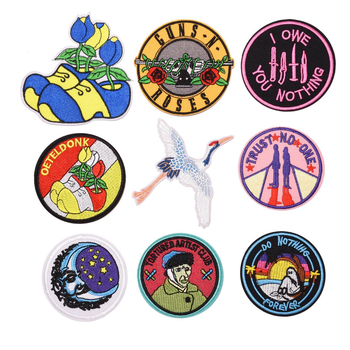 Embroidery Cloth Stickers Characters, Shoes, Crane Clothing Accessories, DIY Patches