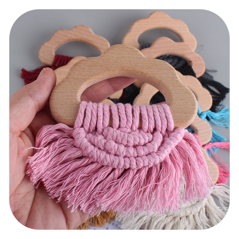 Bricolaje bebé creativo haya nube mordedor pulsera tejida a mano de algodón cuerda de juguete bebé dientes de molienda palo