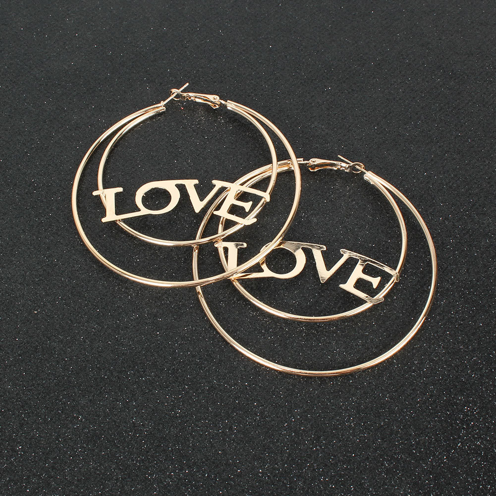 simple heart-shaped LOVE alloy earrings
