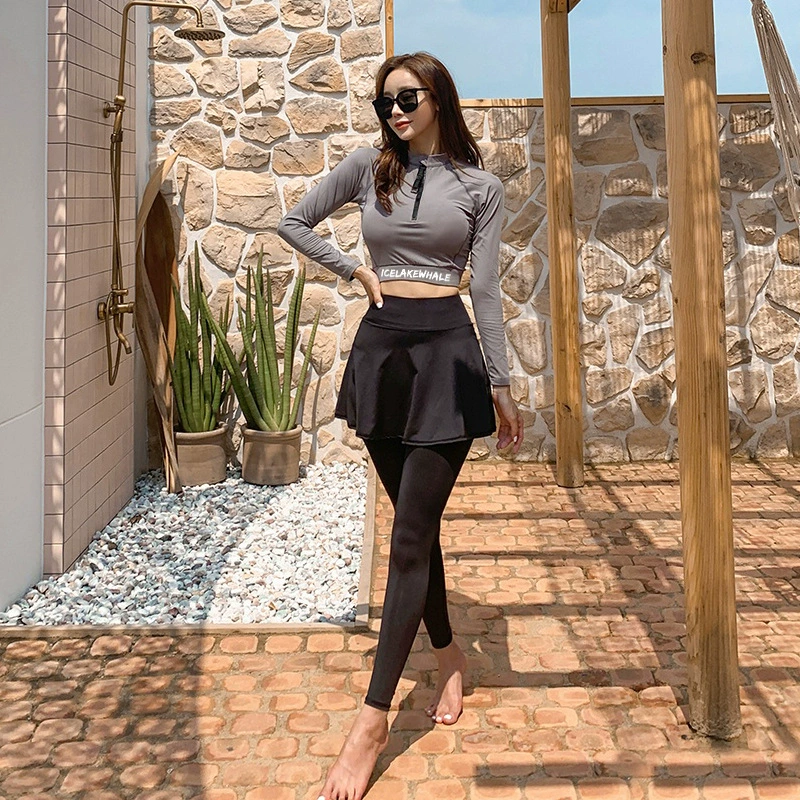 Long-sleeve, split swimwear, thermometer, 2021 collection, sun protection, high waist, fitted