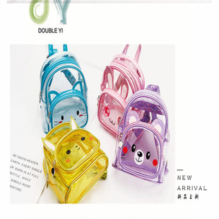 Candy Color Transparent PVC Waterproof Toddler School Bag Cartoon Cute Rabbit Panda Cat Backpack Princess Backpack Children's Bag