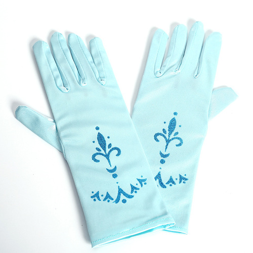 Elsa Princess Children's Decorative Gloves Frozen Blue Print Gloves Children's Clothing Accessory Etiquette Gloves