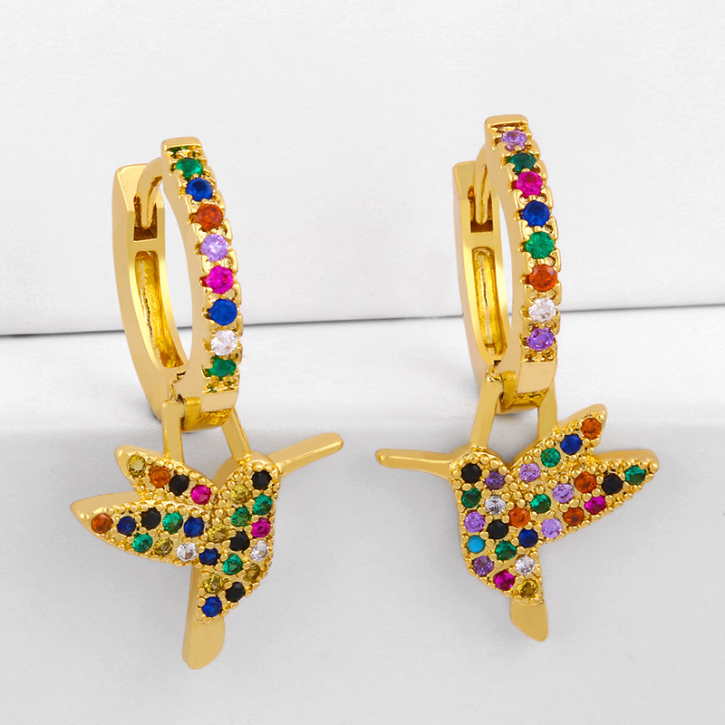 New Fashion Diamond Diamond Butterfly Earrings Bohemian Rainbow Bird Earring Wholesale display picture 3