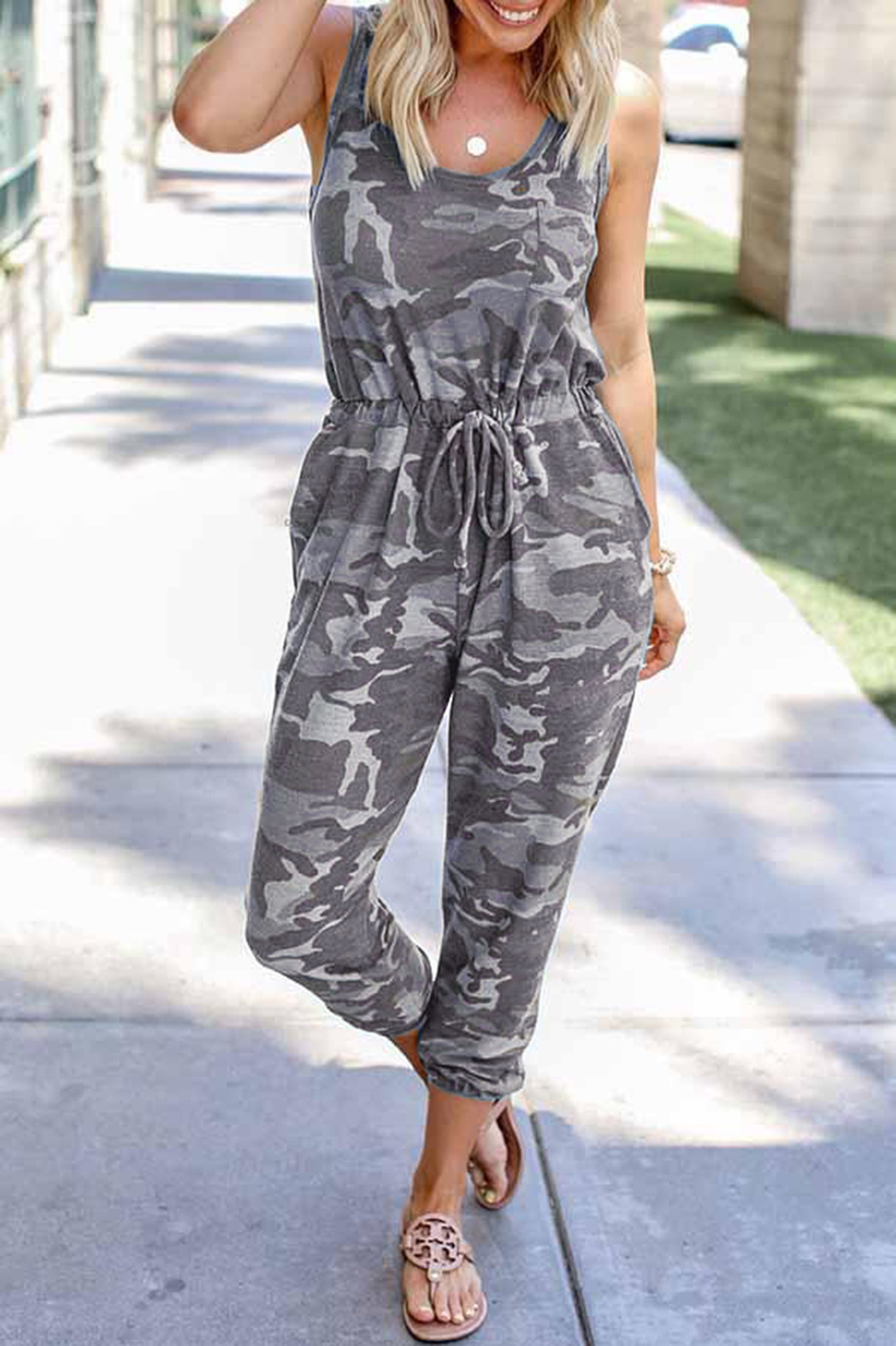 Summer Fashion Camouflage Printing Vest Tether Women Knitted Jumpsuit in Jumpsuits
