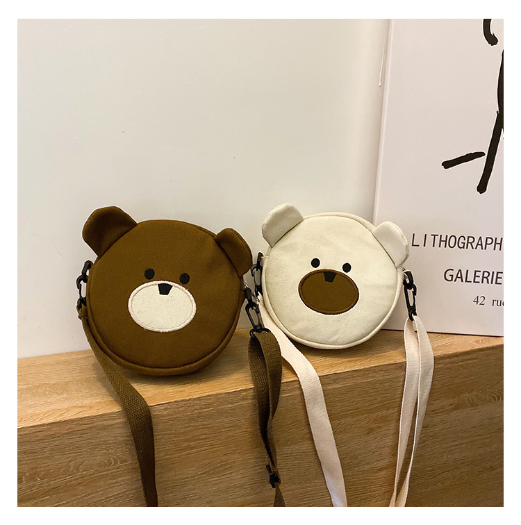 New Fashion Cute Bear Canvas Student Shoulder Bag Mobile Phone Bag Cute Cute Embroidery Cartoon Bag display picture 59