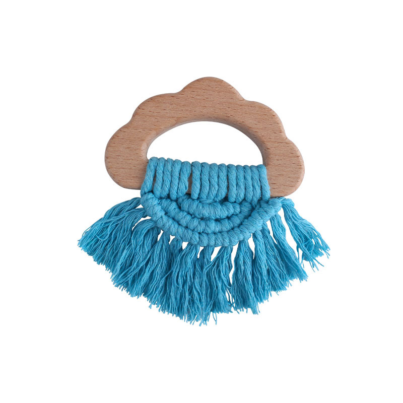 Bricolaje bebé creativo haya nube mordedor pulsera tejida a mano de algodón cuerda de juguete bebé dientes de molienda palo