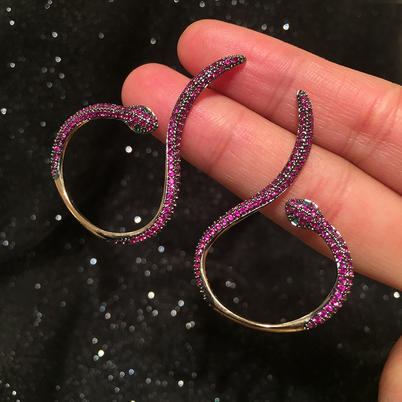 Curved Snake-shaped Earrings display picture 7