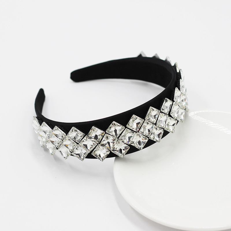 Fashion Wide-sided Square Diamond Headband display picture 5