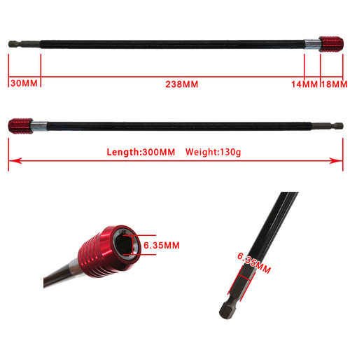 Cross-border supply 300mm black hexagonal quick-release self-locking extension bit extension extension electric drill joint extension rod