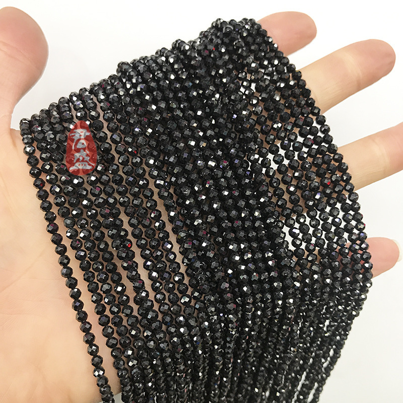 India Imported Natural Black Spinel Loose Beads Faceted Spinel Loose Beads Hairpin Tassel DIY Jewelry Accessories Wholesale