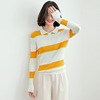 Fashion stripe Pullover Sweater spring autumn new women’s wear Korean version long sleeve Lapel slim bottomed sweater
