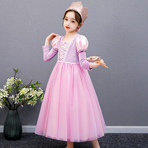 Girls Princess dresses fairy dresses  skirt girl purple velvet dress chorus stage performance singers model show dresses for kids 