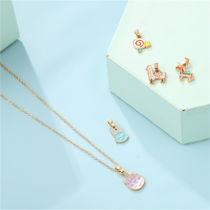 Cute Cat Alloy Enamel Girl's Necklace display picture 2