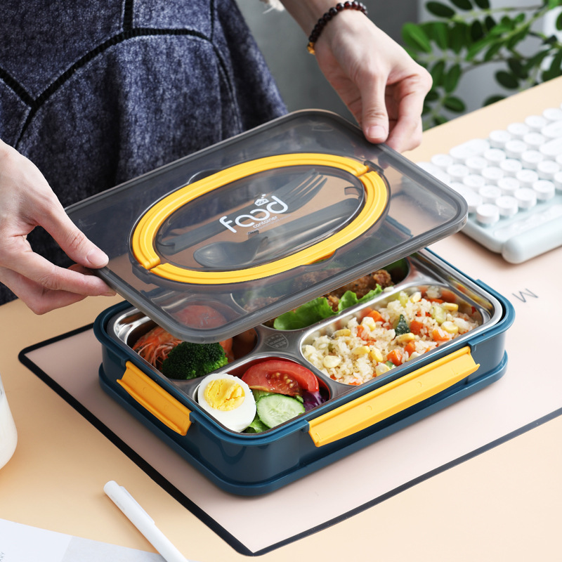 Stainless Steel Lunch Box With Cutlery Lunch Box Student Dormitory Adults Will Hand In Hand To Carry The Toilet Box