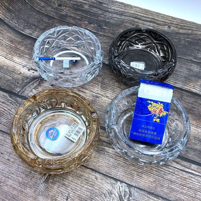 厂家直销圆形玻璃烟灰缸 酒店创意钻石烟缸 欧式家用 办公室加厚|ru