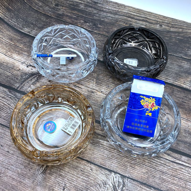 厂家直销圆形玻璃烟灰缸 酒店创意钻石烟缸 欧式家用 办公室加厚|ru
