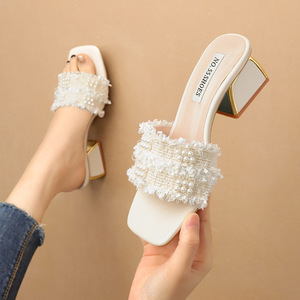 Korean fashion sexy open toe THICK HEEL SANDALS