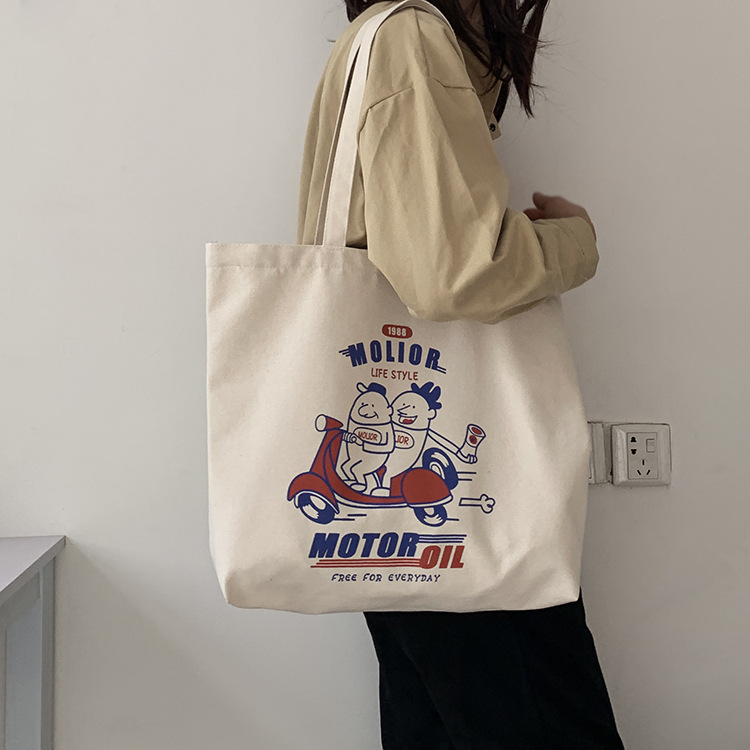 Nueva bolsa de lona de gran capacidad de hombro de Las Mujeres de estilo Coreano artístico ulzzang Hong Kong estilo retro estudiante ins bolsa de tela de las mujeres