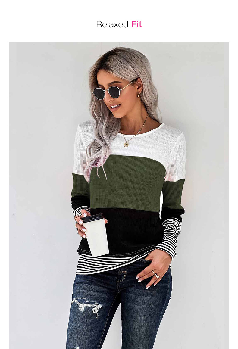 striped women s autumn and winter new fashion round neck long sleeve pullover sweater  NSSI2357