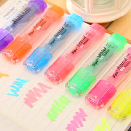 香味荧光笔彩色记号笔韩国文具多色入糖果色荧光标记笔