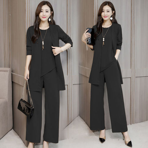 Set for Women Autumn and Winter Fashion Widowed Lady Slimming Stylish Plus Size Women's Three-Piece Set Lazy
