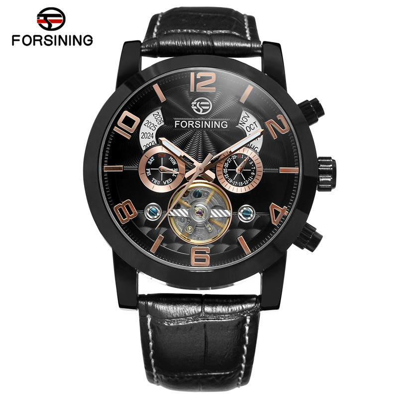 Forsining Fusini hombres de negocios reloj mecánico automático calendario multifuncional cinturón reloj mecánico 165