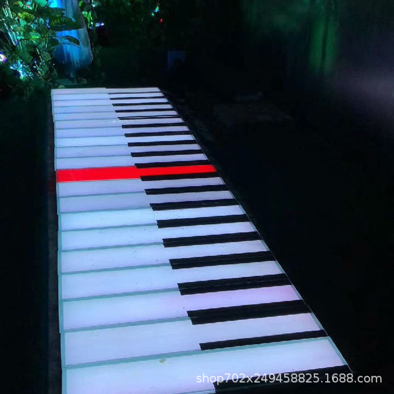 重力感應音樂七彩變換鋼琴地磚燈戶外公園防水樓梯腳踩感應地板燈
