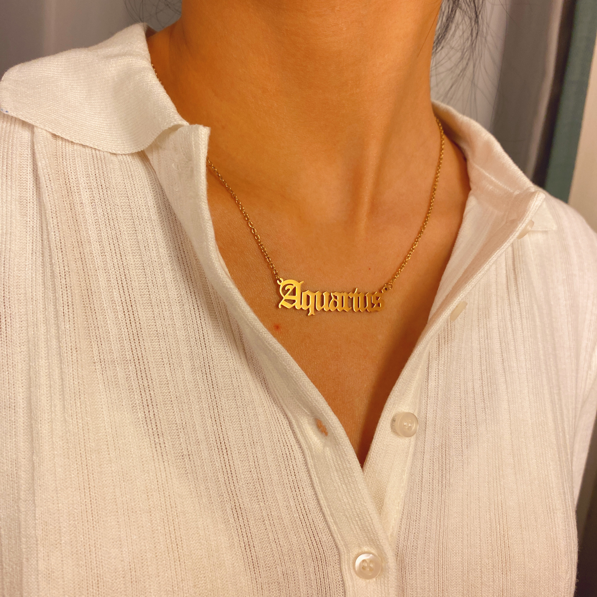 Europäischer Und Amerikanischer Grenz Überschreiten Der Kreativer Schmuck, Personal Isierte Trend Ige Frauen, 12 Konstellation Halsketten, Modische Einfache Schlüsselbein-edelstahl-halsketten display picture 17