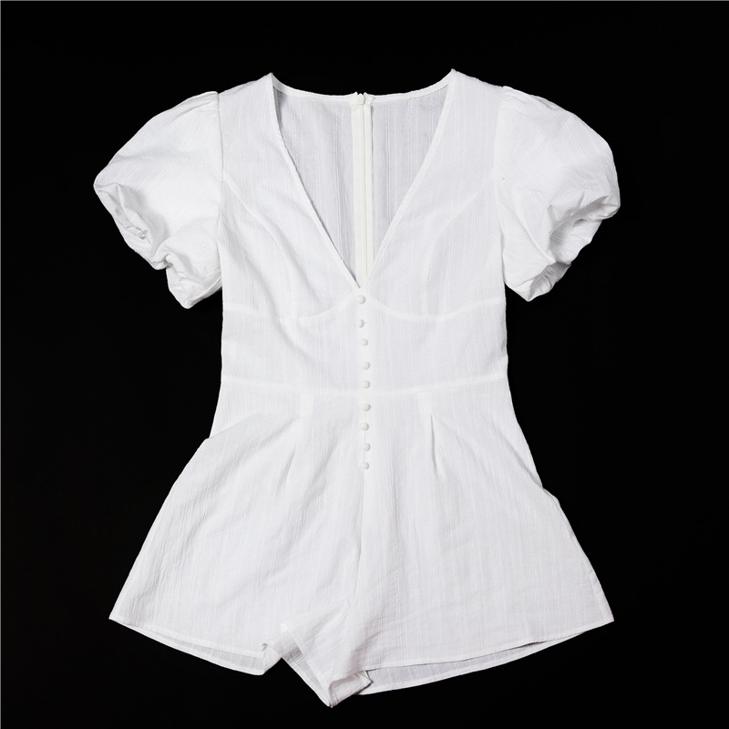 linen cotton high waist sexy V-neck wide-leg shorts NSAG8062