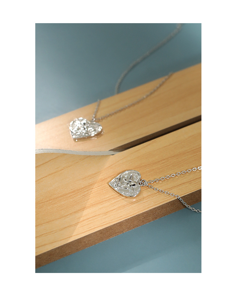 Korean Style Heart-shaped Angel Silver Necklace display picture 4