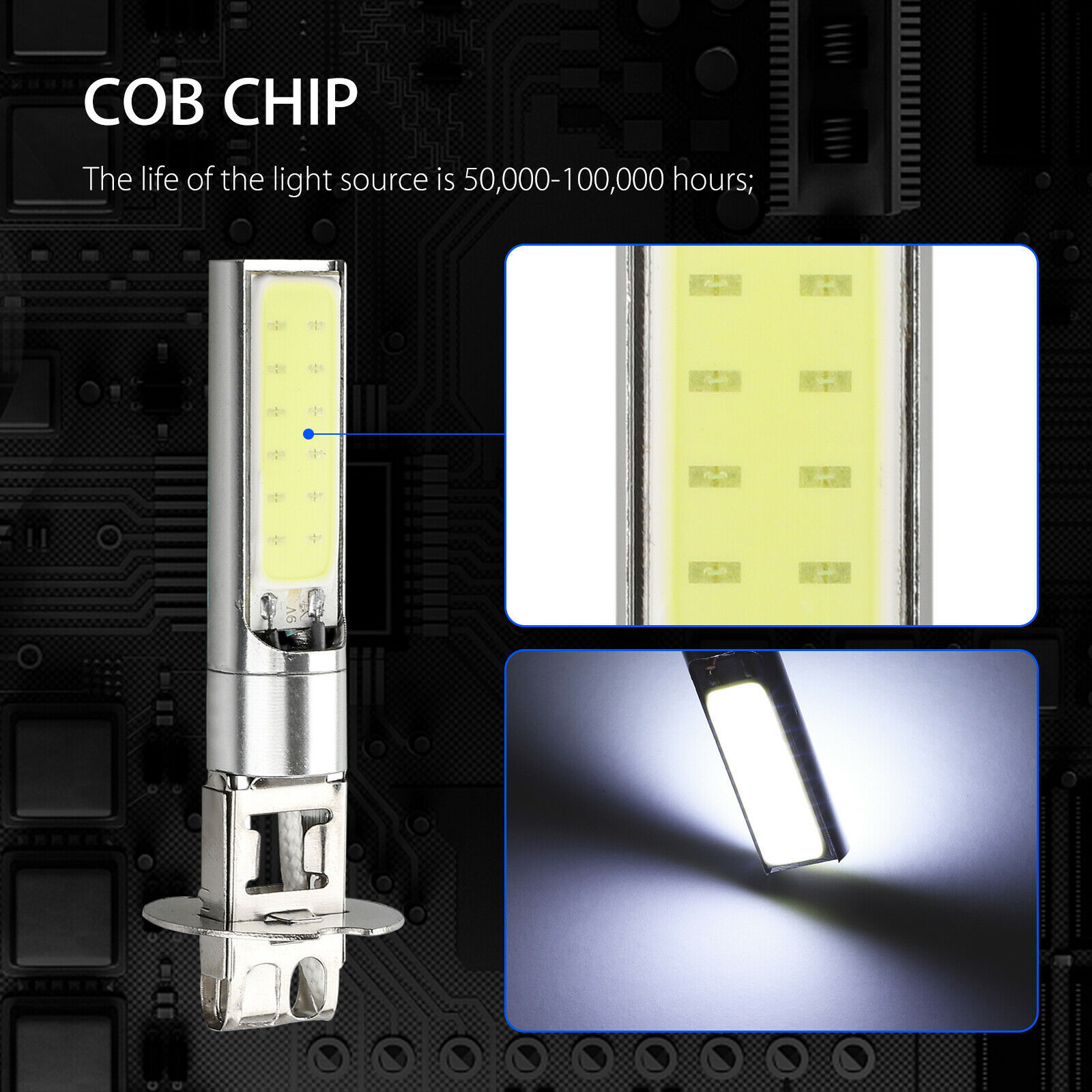 Ventas transfronterizas de h3 lámpara de niebla / lámpara de conducción CREE LED 6000k lámpara de niebla COBH3 blanca brillante