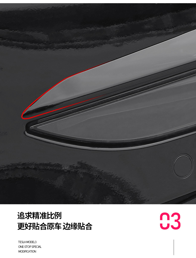 Suitable for Tesla Model 3/Y Front Fog Light Frame Wind Knife Trim Strip Tesla Anti-Collision Surround Modification