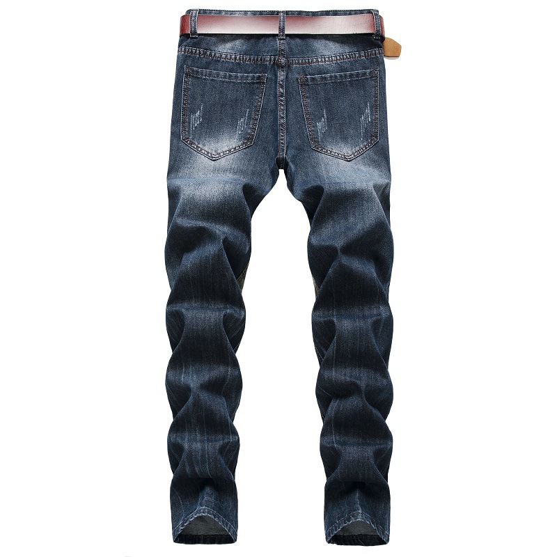 Men's Clothing Distressed Camouflage Patchwork Jeans American Style Trendy And Stylish Supply_viptrois.com