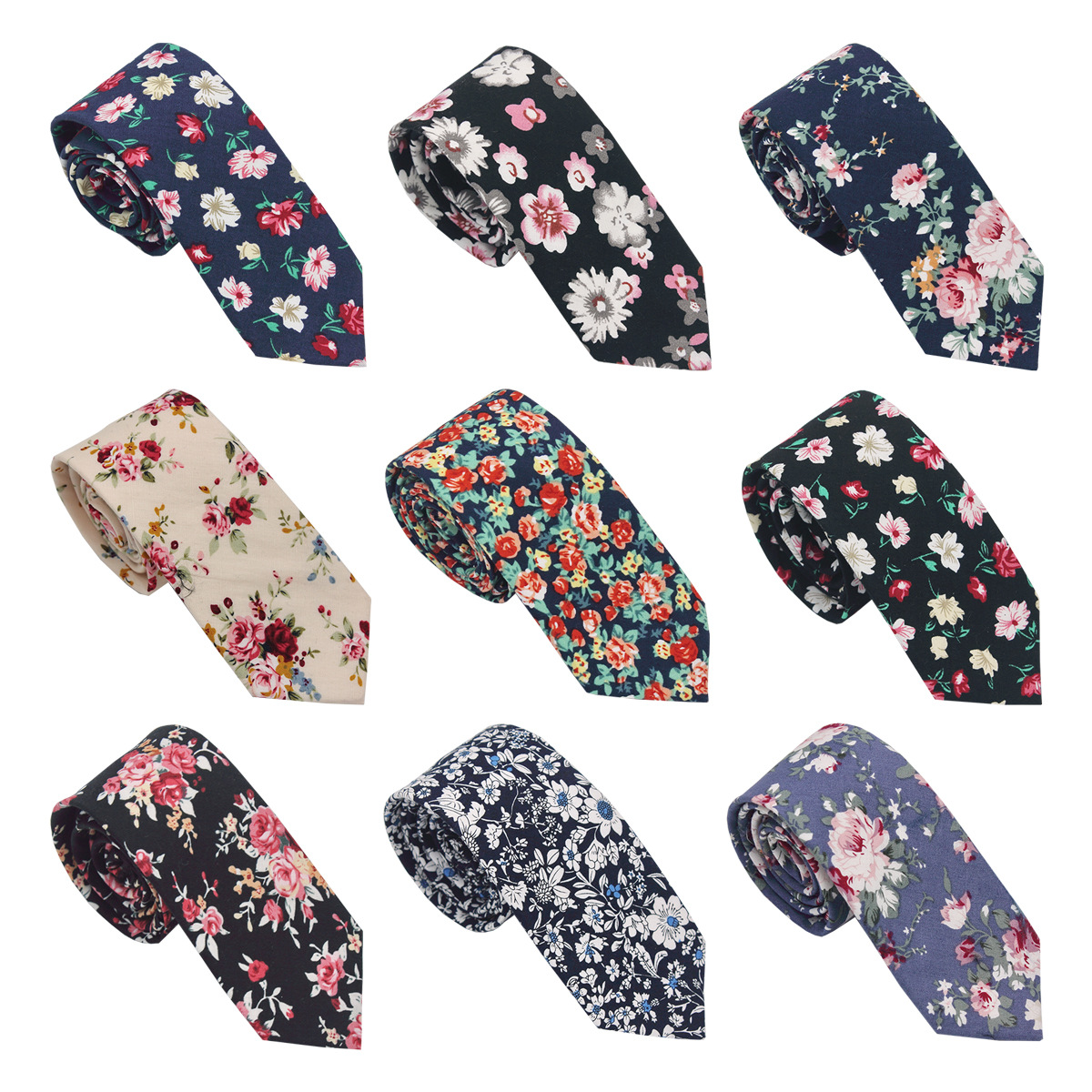 Los fabricantes venden al por mayor corbata de algodón para hombres de estilo chino 6cm de ancho y estrecho corbata estampada casual de moda floral en stock