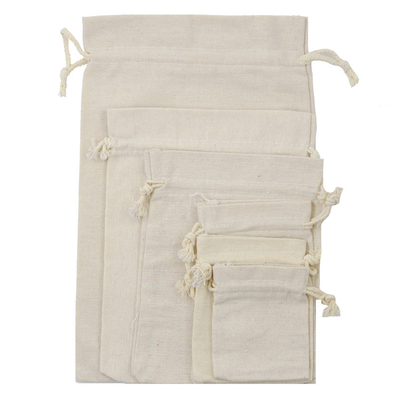棉布束口袋礼品抽绳棉布袋棉麻饰品收纳小布袋大米包装袋可印logo