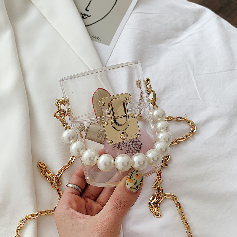 Acrylic Pearl Shoulder Bag Fashion Transparent Makeup Change Small Bag