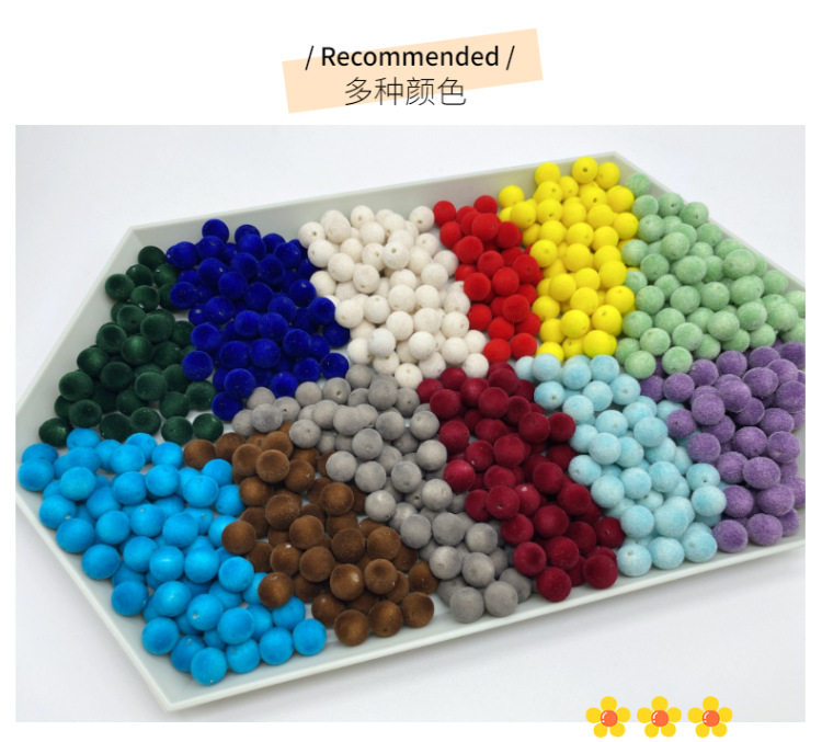 Factory direct sales of acrylic through-hole flocked round beads for diy matching and making earrings, bags, accessories and beading materials detail image 4
