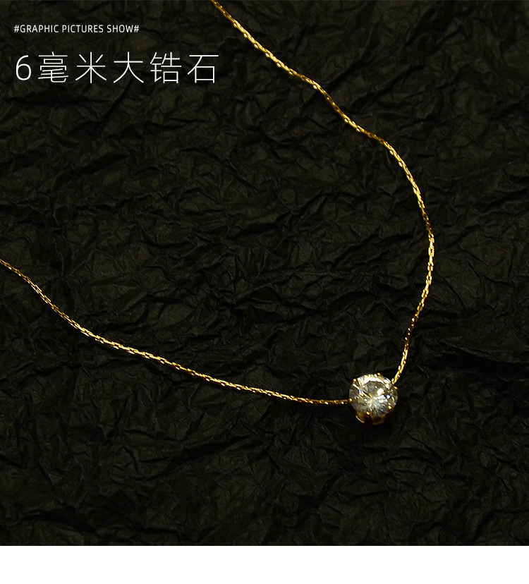 Superfine Vertical Chain Single Diamond Clavicle Necklace Titanium Steel Gold Plated Wholesale Nihaojewelry display picture 3