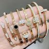 Quality golden fashionable bracelet stainless steel, jewelry, European style, simple and elegant design, pink gold, Korean style