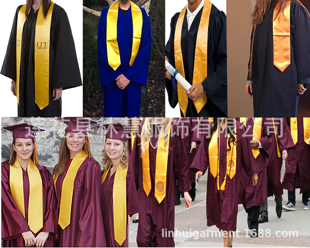 外贸出口礼服配饰本科硕士博士荣誉绶带 色丁学生披肩 毕业圣带-阿里巴巴