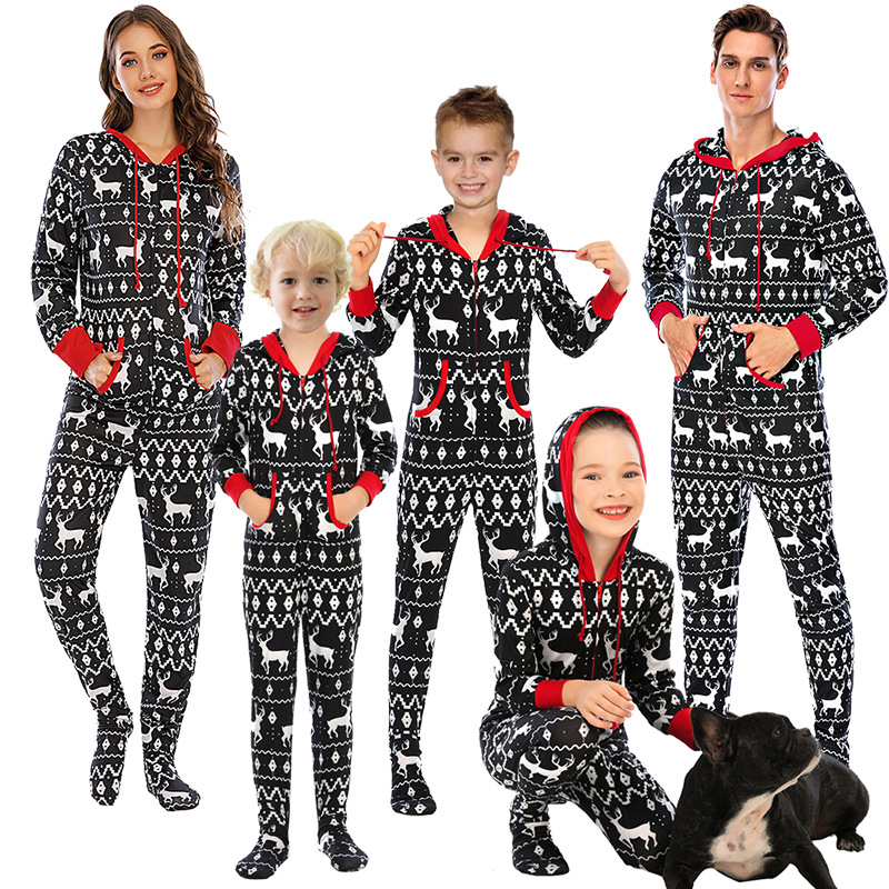 Cute Snowflake Deer Polyester Cotton Polyester Pants Sets Jumpsuits Family Matching Outfits display picture 3