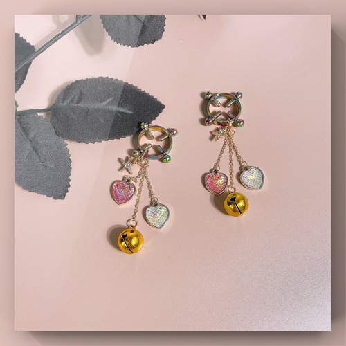 Breast clip, G-spot bell, breast bow, breast clip with playful bell, maid-style cuteness, fairy-like charm