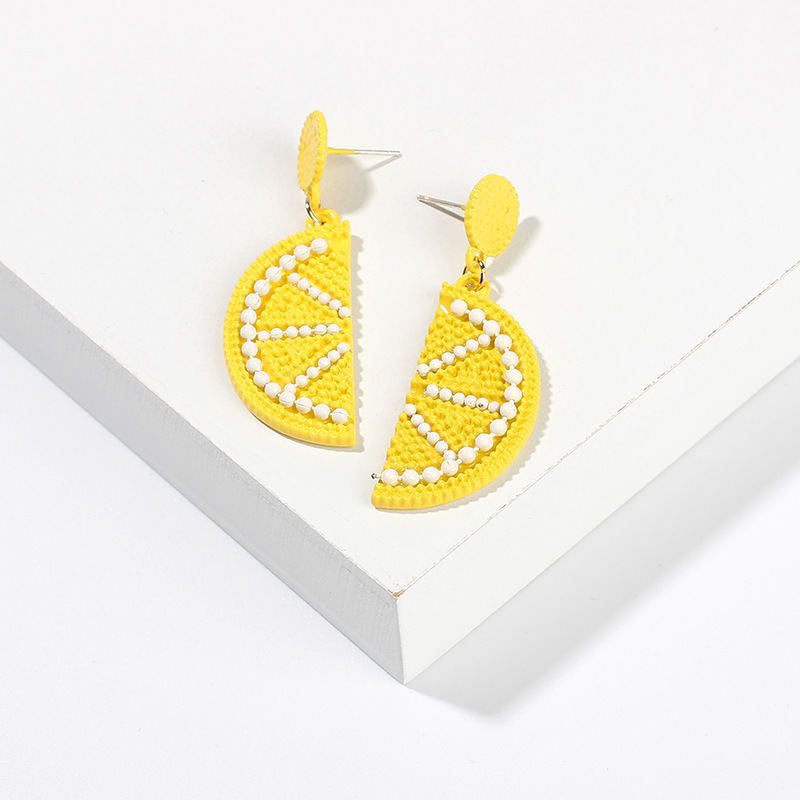 Korea Candy Color Fruit Banana Strawberry Lemon Childlike Girls Alloy Earrings display picture 4