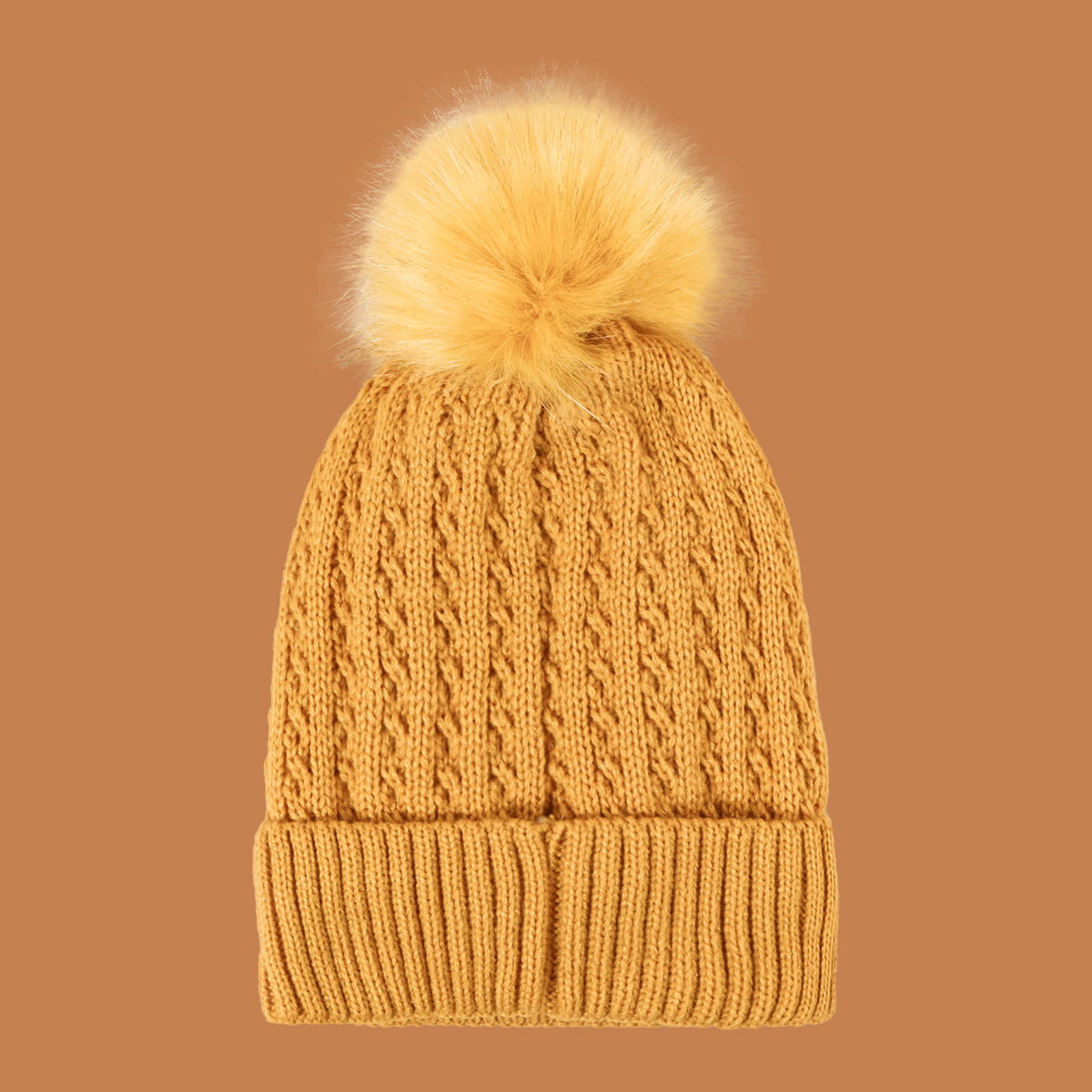 Pure color hemp pattern wool ball woolen hat  NSTQ15836