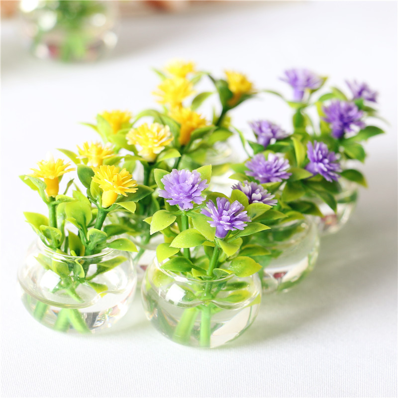 Dollhouse娃娃屋配件微缩模型 微观迷你仿真水培玻璃植物花卉盆栽|ms