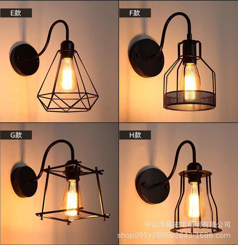 Retro estilo industrial lámpara de pared personalidad creativa americana loft hierro salón comedor estudio dormitorio lámpara de pared