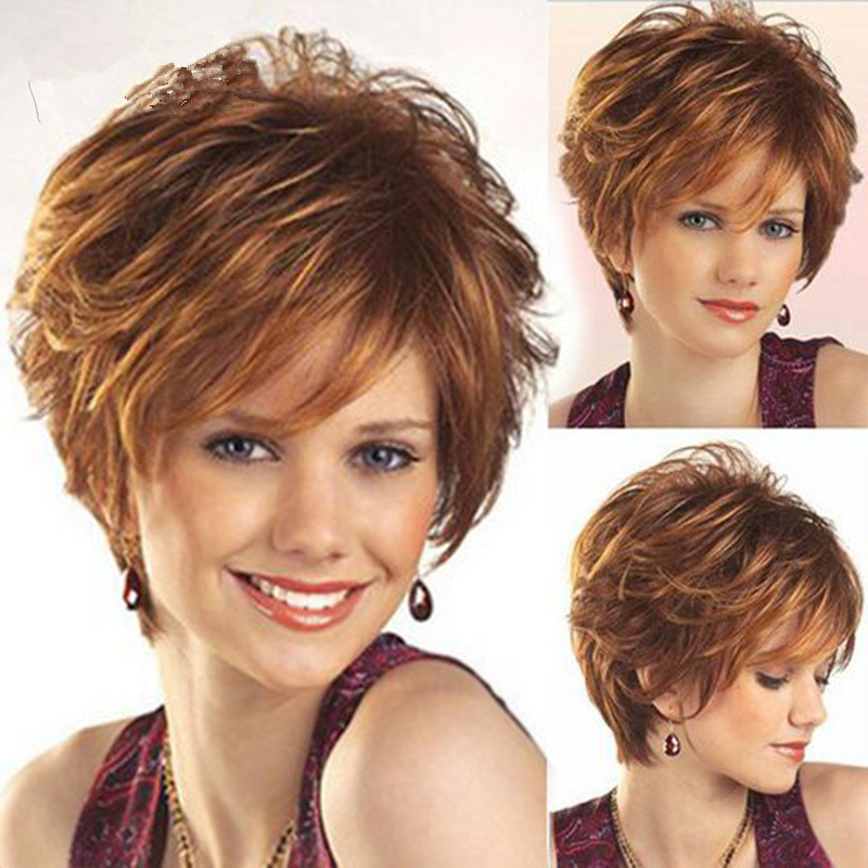 Femmes Style Simple Décontractée Étape Rue Fil Haute Température Frange Latérale Cheveux Courts Et Bouclés Filet À Perruque display picture 2