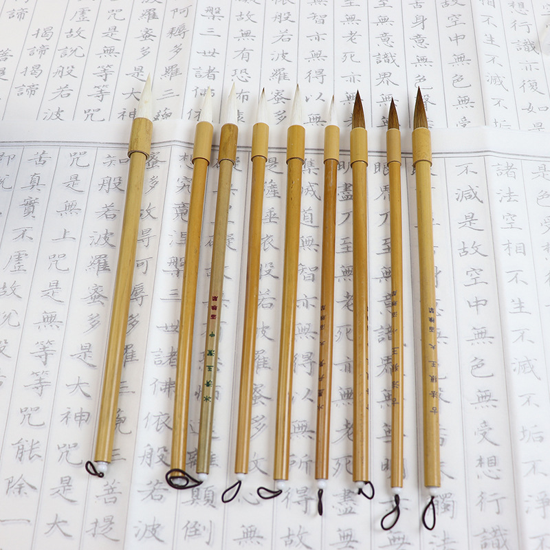 Ventas de fábrica Lobo y Ovejas cepillo de escritura de bambú titular de la pluma grande, mediano y pequeño cuerpo regular pluma cuatro tesoros pintura caligrafía pluma